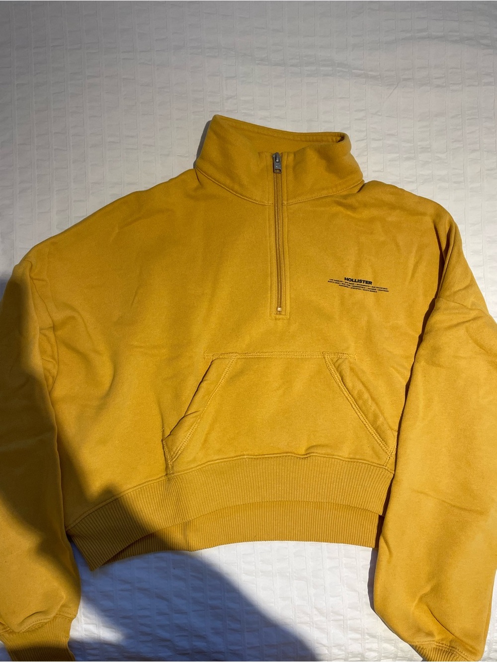 Hollister Mustard Yellow Half-Zip Cropped Sweatshirt Size XSmall